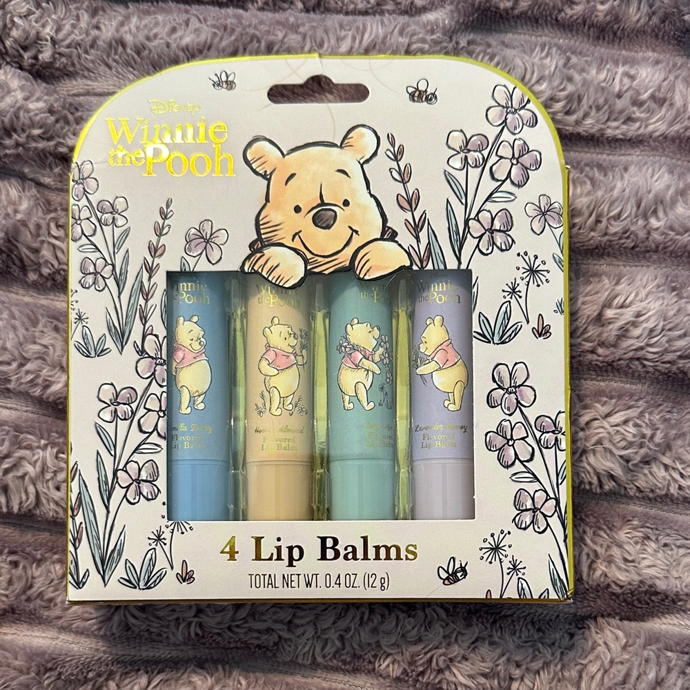 Disney Winnie the Pooh Lip Balm Set - Blue, Yellow, Green, Purple